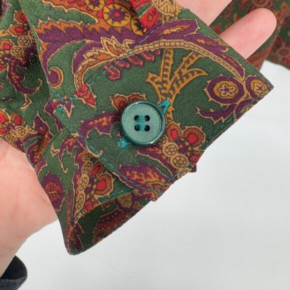 Searle Blatt Blouse Womens Medium 42 Silk Floral Paisley Made in Italy Vintage - Picture 7 of 8